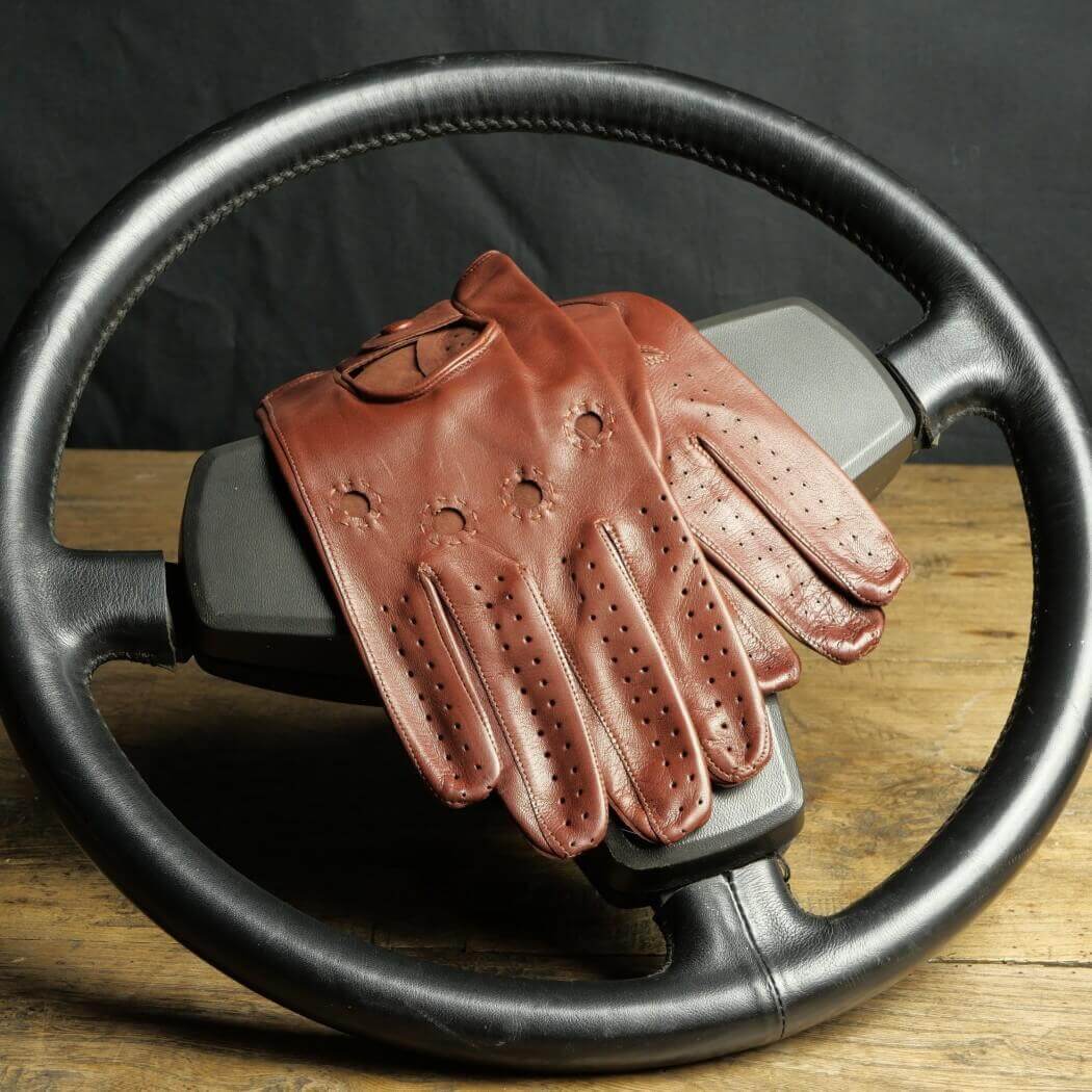 DRIVING GLOVES - LEATHER - COGNAC