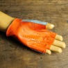 Driving Mittens - Leather - Two-tone blue and orange "Gulf