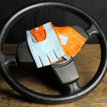 Manoplas de conducción - Piel - Bicolor azul y naranja "Gulf