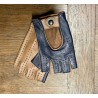 Two-tone Driving Mittens Petroleum Blue/Leather