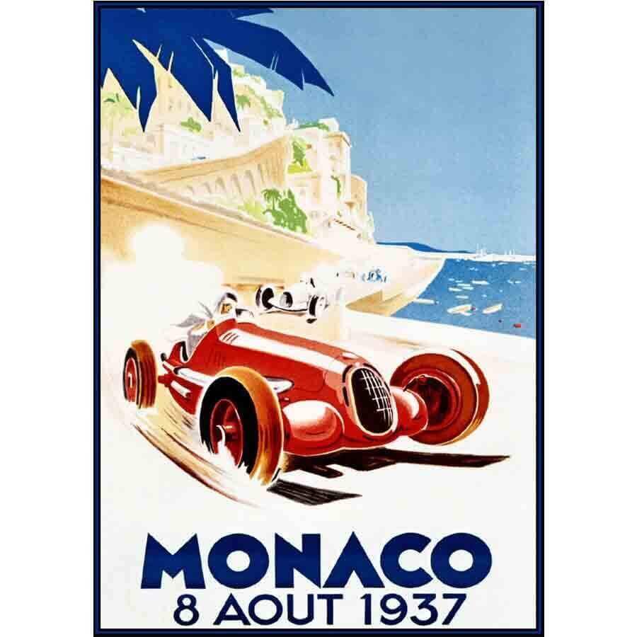 Tarjeta postal del Gran Premio de Mónaco de 1937 por Géo Ham