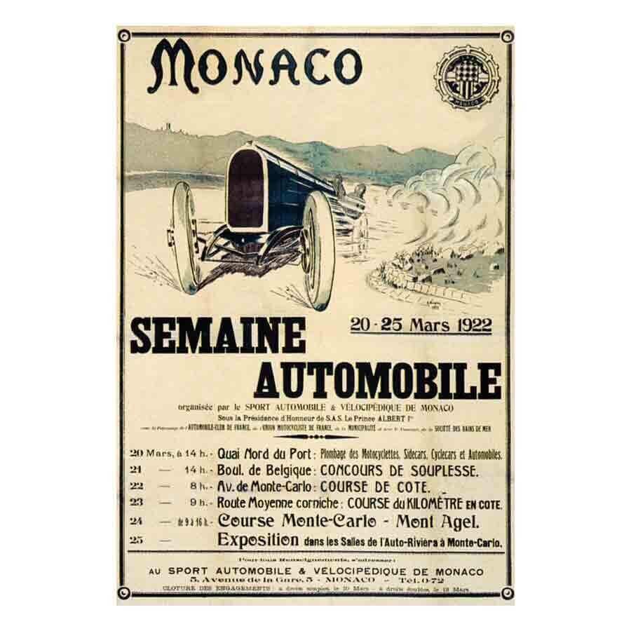 Tarjeta postal de la Semana del Automóvil de Mónaco de 1922