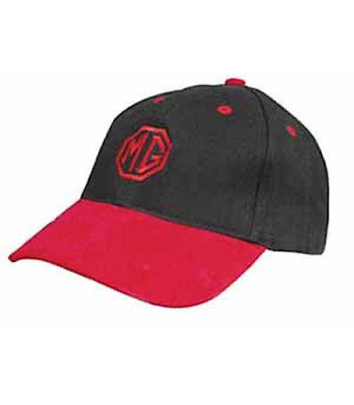 MG cap with red suede peak