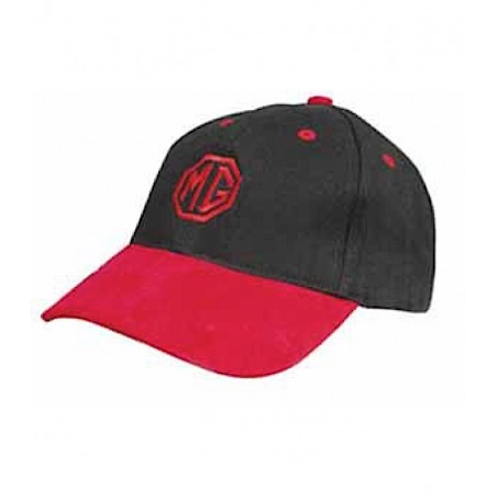Cappello MG con visiera in pelle scamosciata rossa