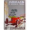 Piastra di metallo Monaco Grand Prix 1934 di Géo Ham 15 x 21 cm