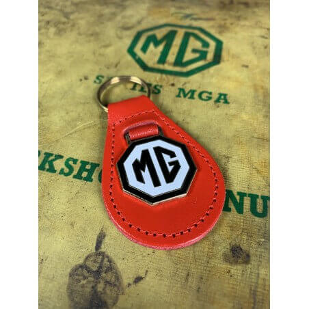 MG Leather Keychain Red Oval