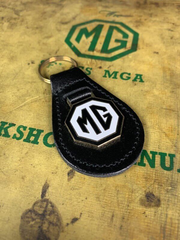 Porte clé MG en cuir Noir Ovale