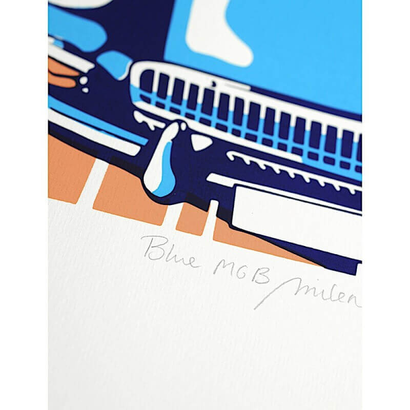 MG B Póster Azul Serigrafiado - Obra de Arte Original - Numerado