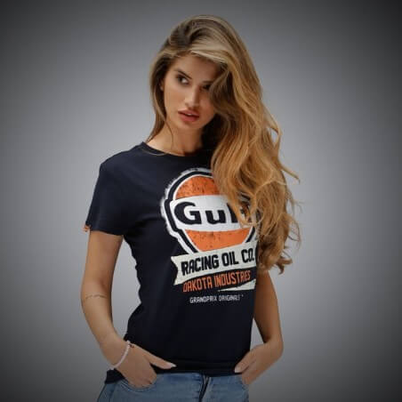T-Shirt Gulf Oil Racing Bleu Marine Femme