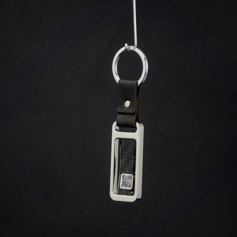 Metal/Carbon Keychain Kiu Style Gulf Grey