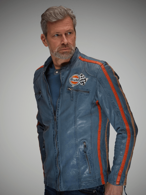 Gulf Leather Jacket - Ijsblauw
