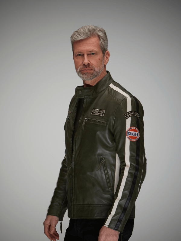 Gulf Leather Classic Jacket - Olive Green