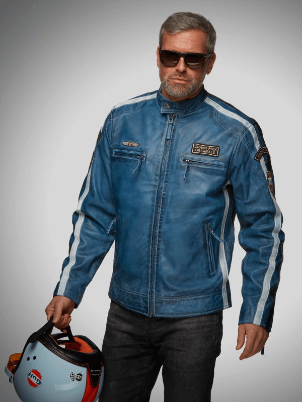 Jacket Gulf classic leather - Navy blue
