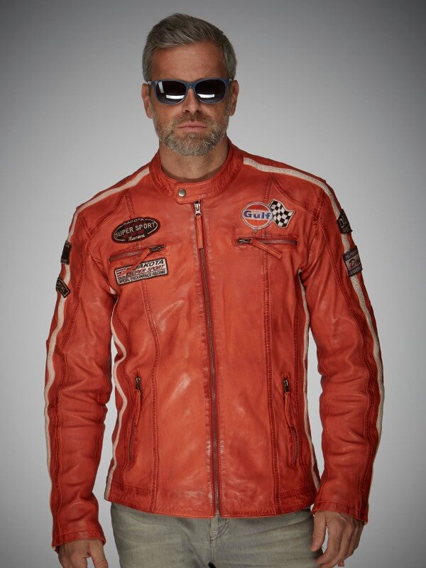Gulf Leather Racing Jacket - Oranje