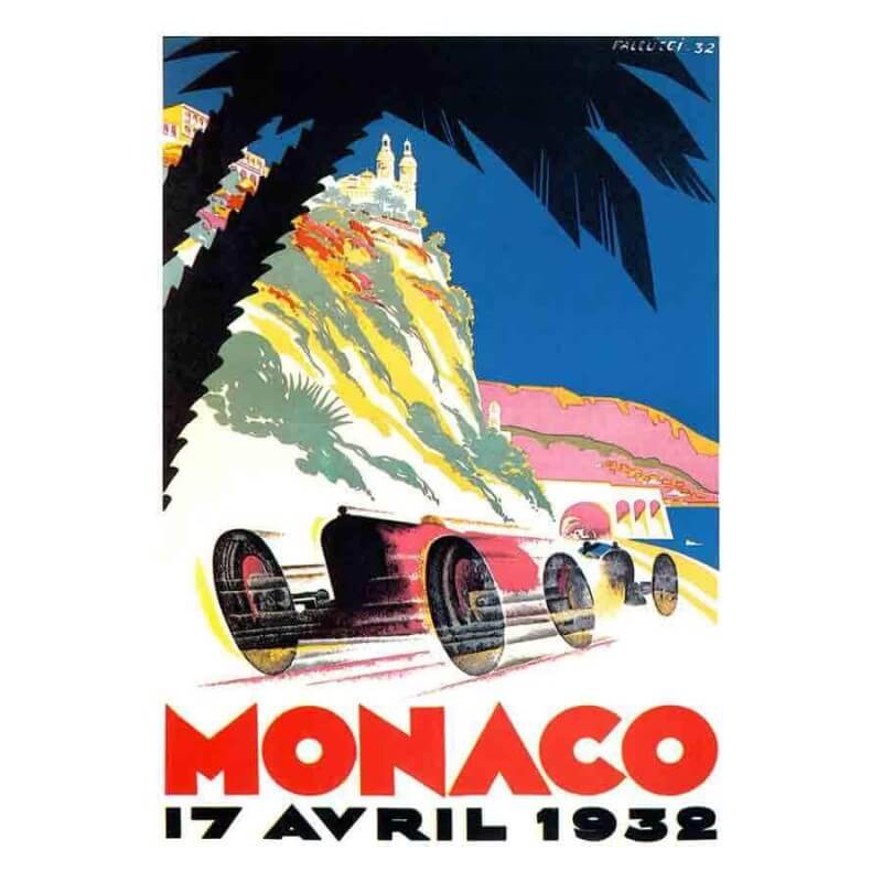 Ansichtkaart Grand Prix van Monaco 1932 door Falcucci
