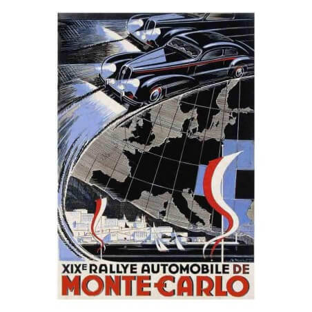 Ansichtkaart XIXe Automobielrally van Monte Carlo