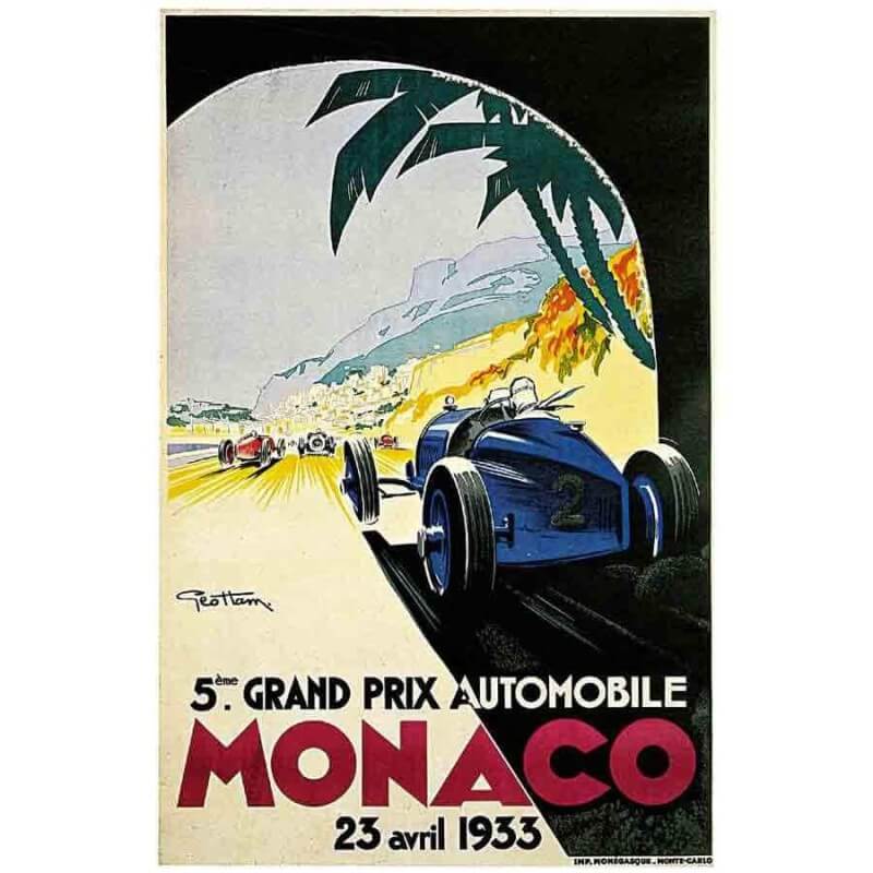 Ansichtkaart Grand Prix Monaco 1933 door Géo Ham