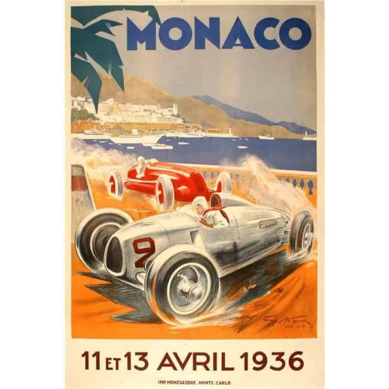 Cartolina postale Monaco Grand Prix 1936 di Géo Ham