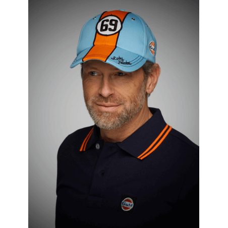 Cappello Gulf Lucky Number 69 blu e arancione