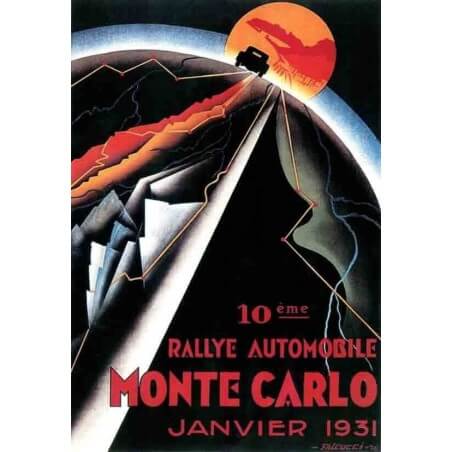 Ansichtkaart 10de Monte Carlo Automobile Rally 1931 door Falcucci