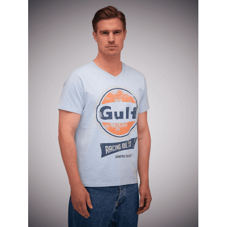 Maglietta Gulf Oil Racing GulfBlue Collo a V