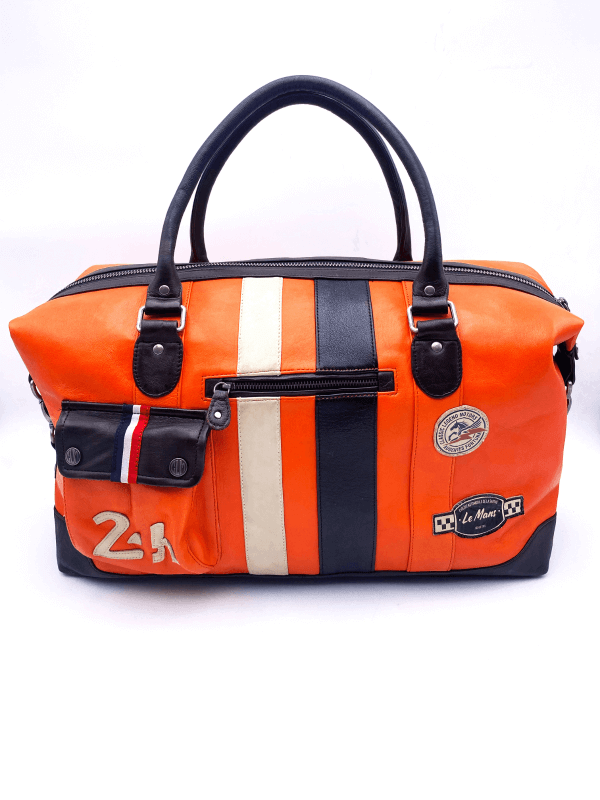 Le Mans weekend bag - Orange leather 72h