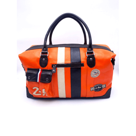 Le Mans weekend bag - leather Orange 48h