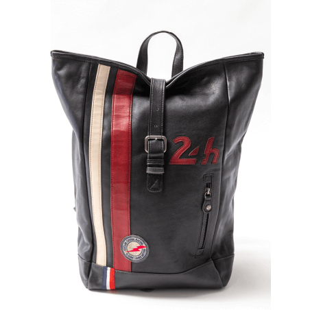 24H Le Mans Leather Backpack - Preto