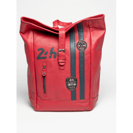 24H Le Mans backpack in racing red leather - Fernand