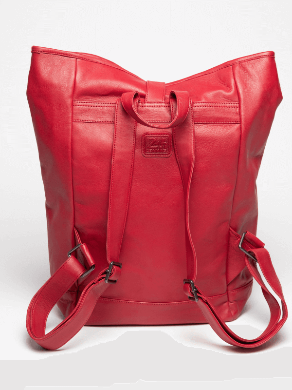 24H Le Mans backpack in racing red leather - Fernand