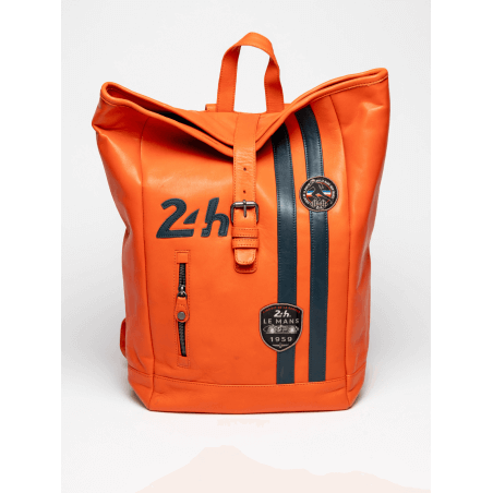 Zaino 24H Le Mans in pelle arancione - Fernand