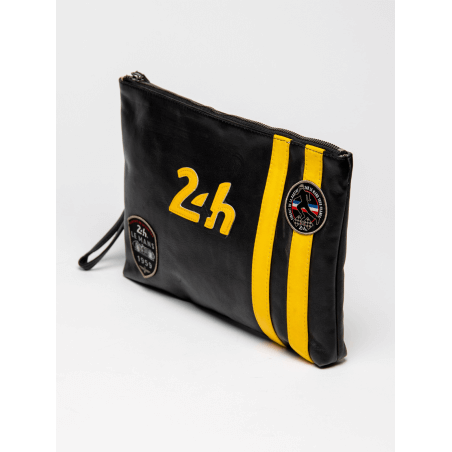 24h Le Mans black leather clutch bag - Paul