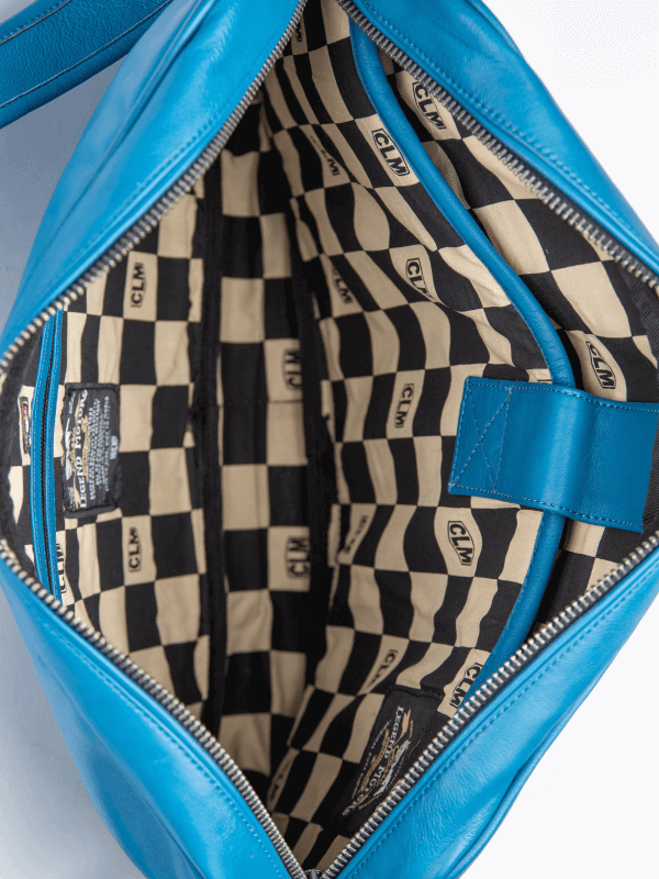 Ocean blue leather 24h Le Mans clutch bag - Paul