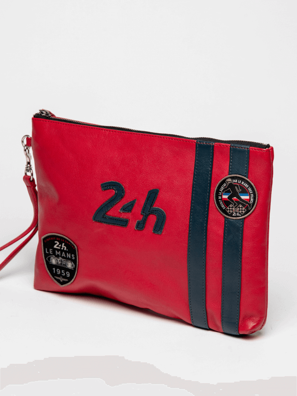 24h Le Mans red leather pouch - Paul