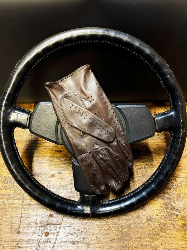 Guantes de conducción táctiles marrón coñac