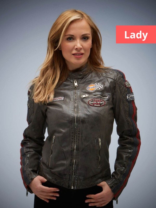 Gulf Leather Jacket Dames Charcoal Grey