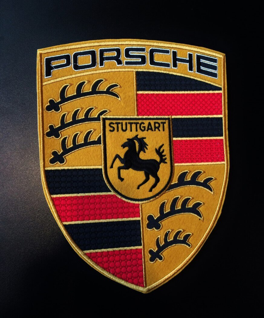 Grande emblema Porsche bordado para capa ou fato