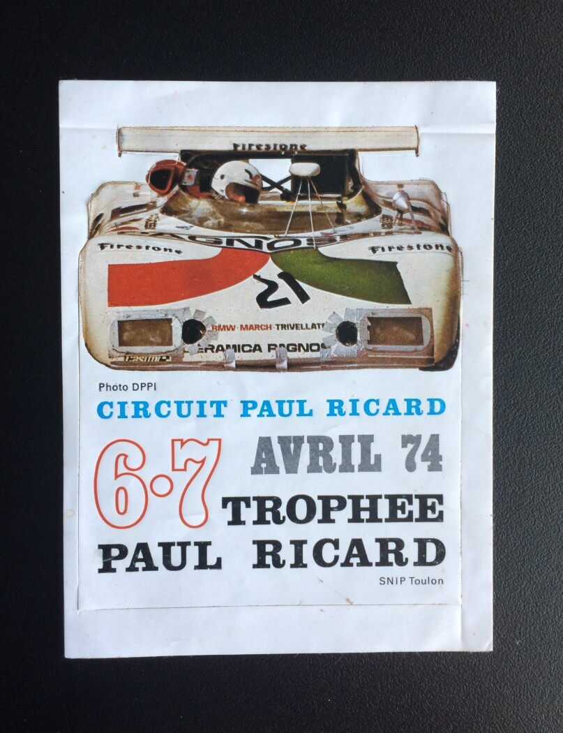 Autocollant circuit Paul Ricard avril 1974